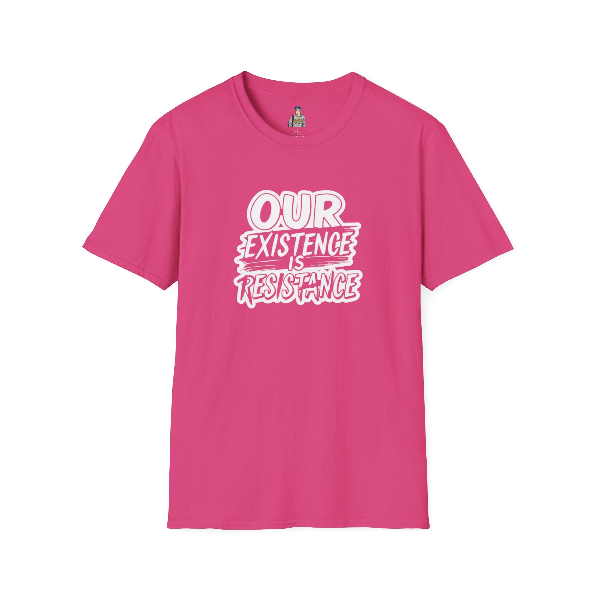 Unisex Softstyle T-Shirt - "Our Existence is Resistance" - Motivational Tee for Activists, Casual Wear, Gift for Change-makers