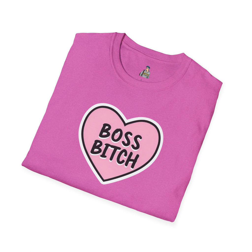 Unisex Softstyle T-Shirt - 'Boss Bitch' Heart Design - Funny Statement Tee