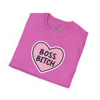 Unisex Softstyle T-Shirt - 'Boss Bitch' Heart Design - Funny Statement Tee