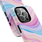 Pastel Marble Tough Phone Case iPhone — Swirled Pink & Blue Protective Cover