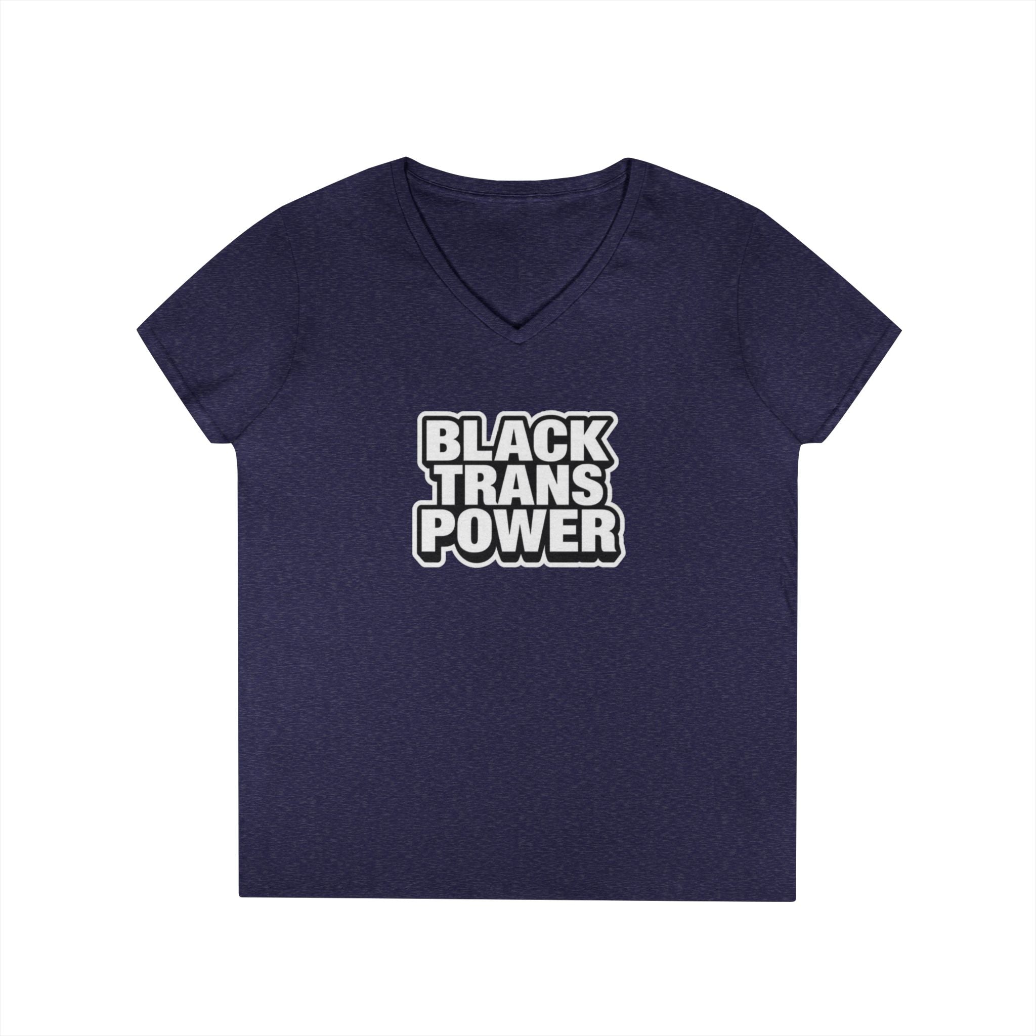 Empowering Ladies' V-Neck T-Shirt - Black Trans Power Design