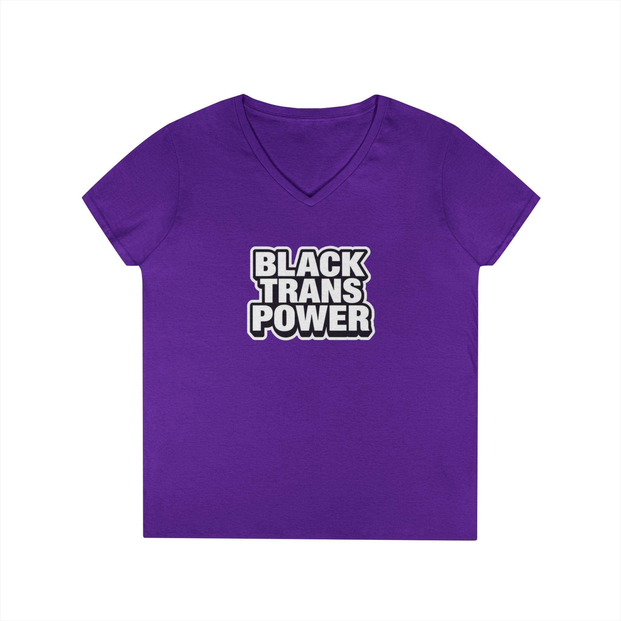Empowering Ladies' V-Neck T-Shirt - Black Trans Power Design