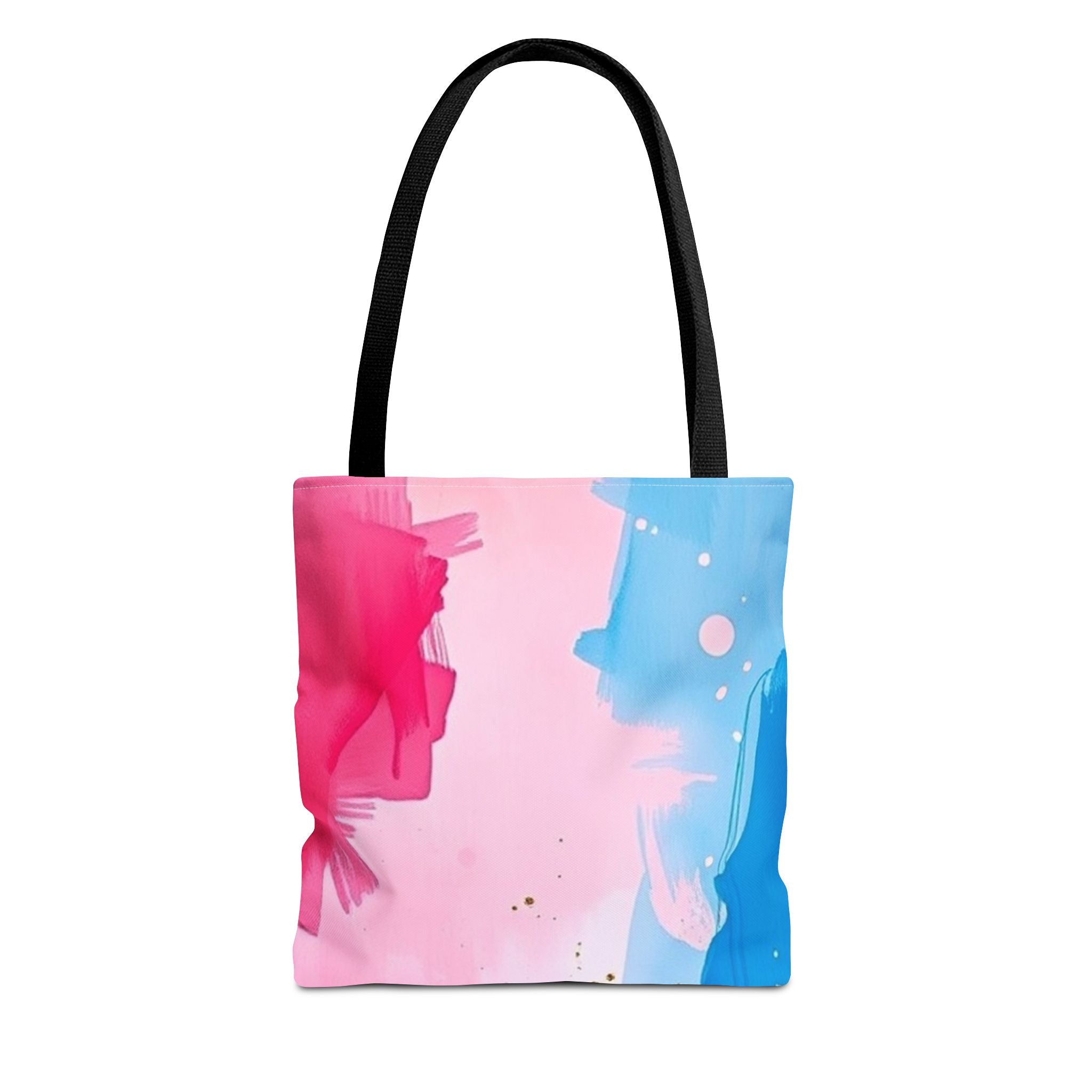 Pink, White and Blue Watercolor on Canvas Design - Tote Bag