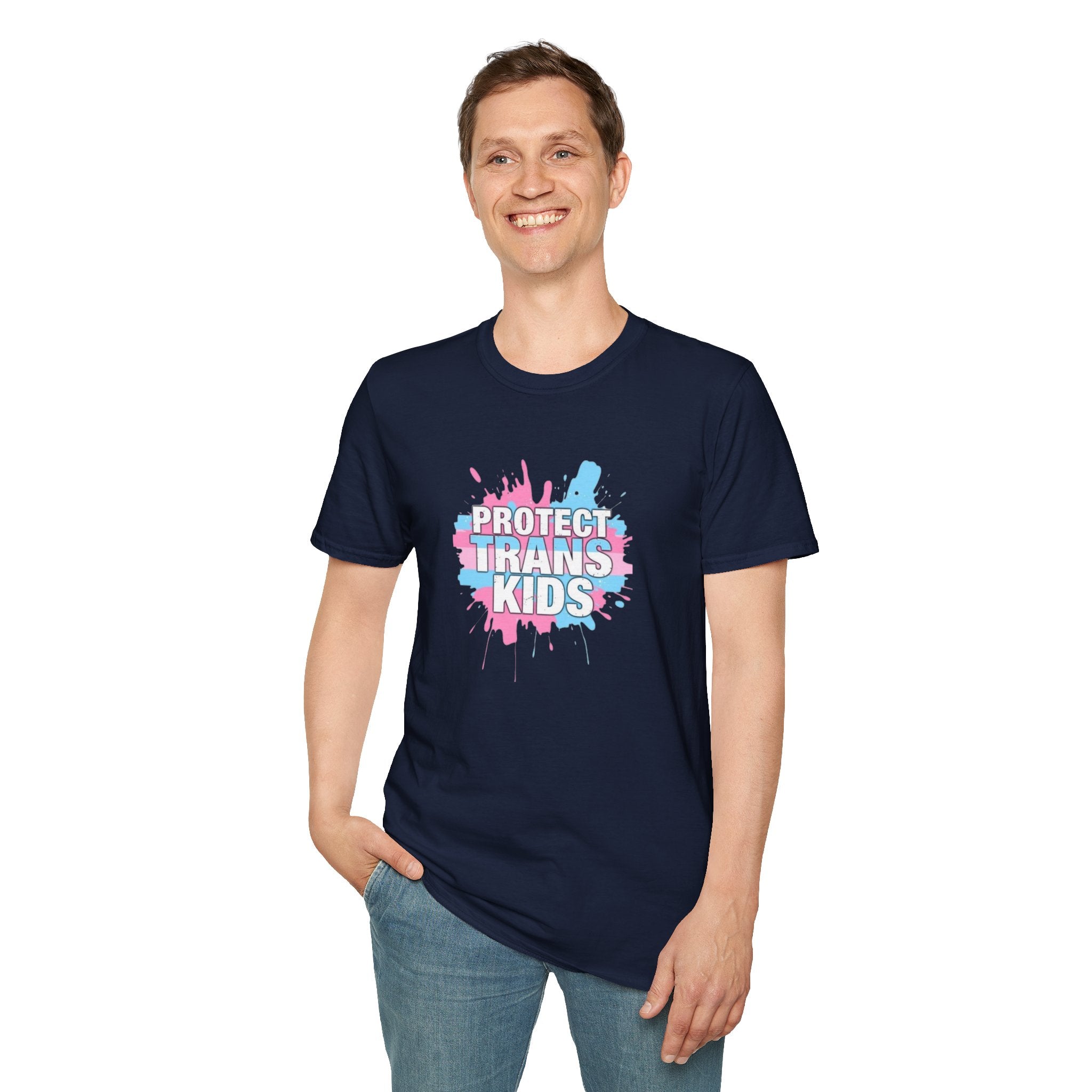 Protect Trans Kids Unisex Softstyle T-Shirt - Supportive LGBTQ+ Apparel