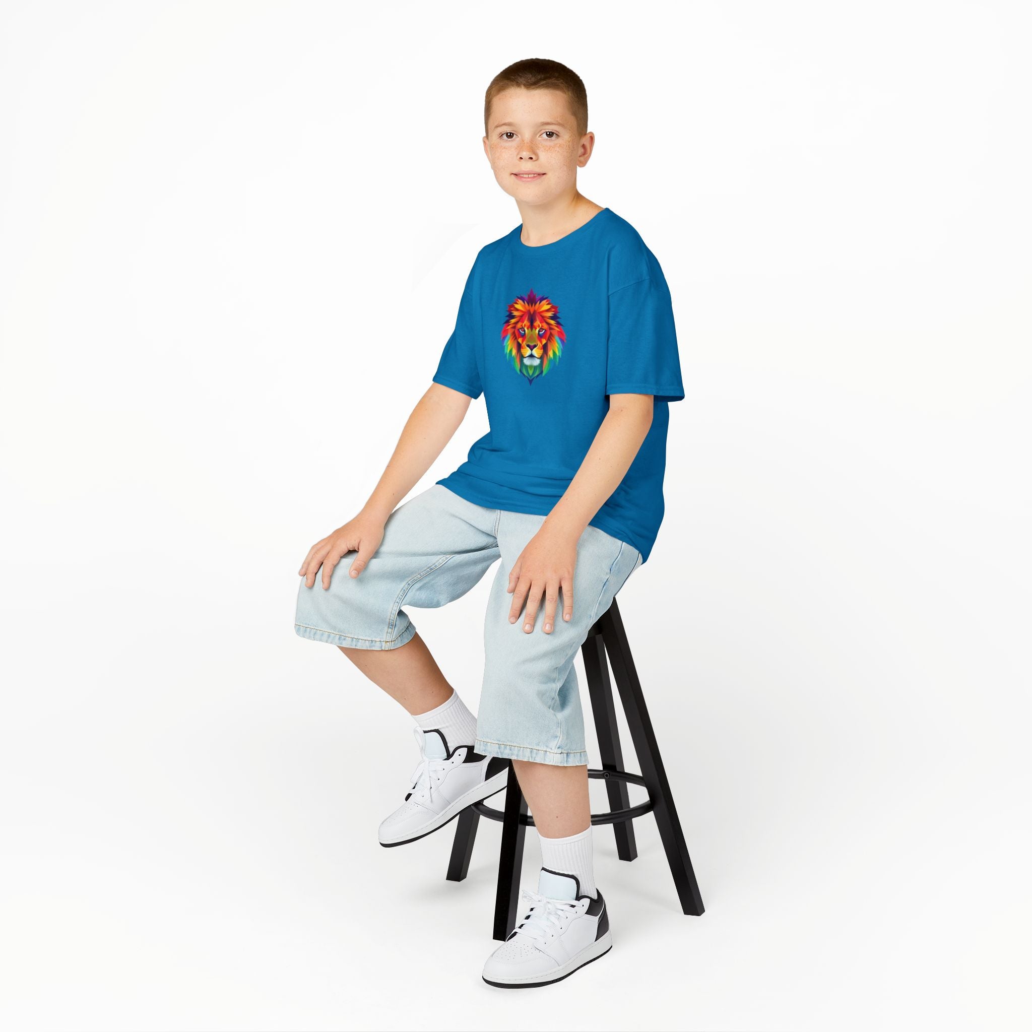 Colorful Fractal Lion Kids Heavy Cotton Tee