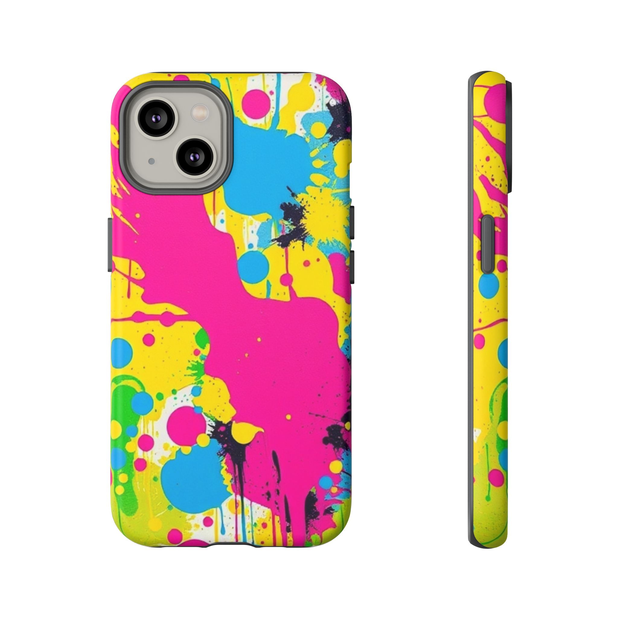 Android OR iPhone Compatible Cases - Crazy Retro Color Splash Design - Unique Tough Cases