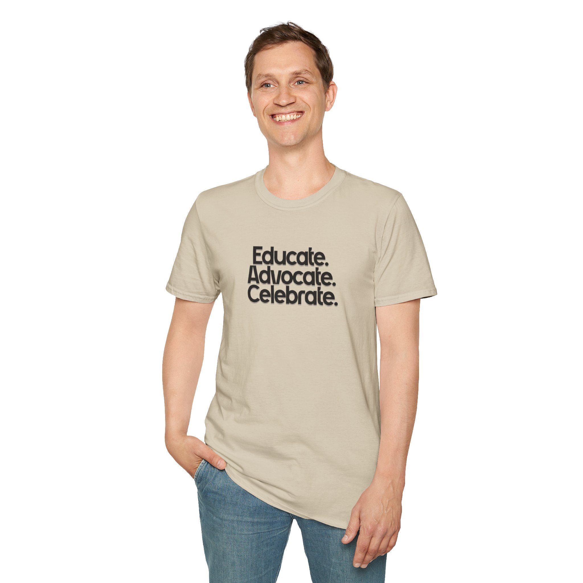 Teacher Advocate T-Shirt - Subtle Pride Educate Advocate Celebrate Design - EqualiTees.Me