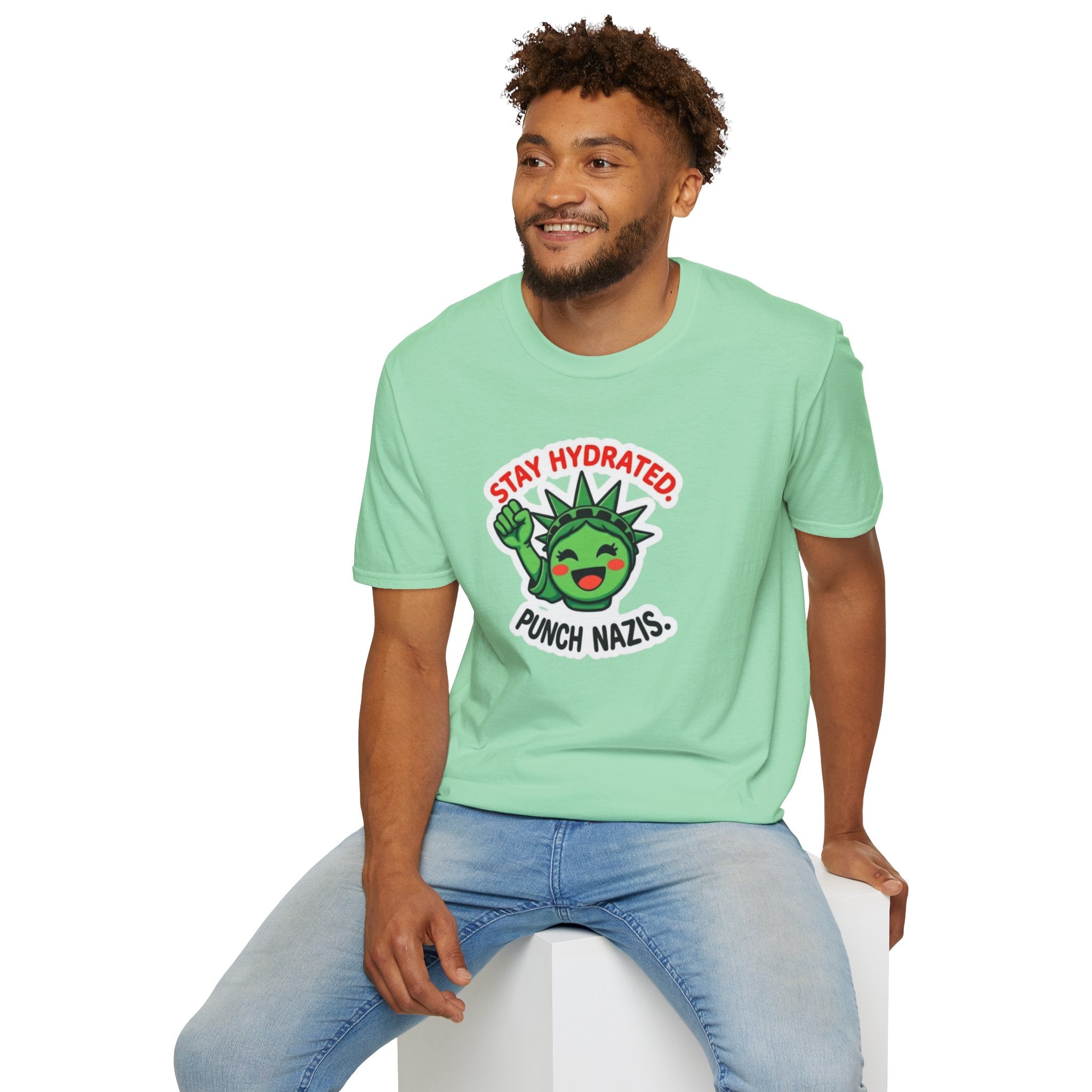 Stay Hydrated, Punch Nazis Funny Political Activism Tee