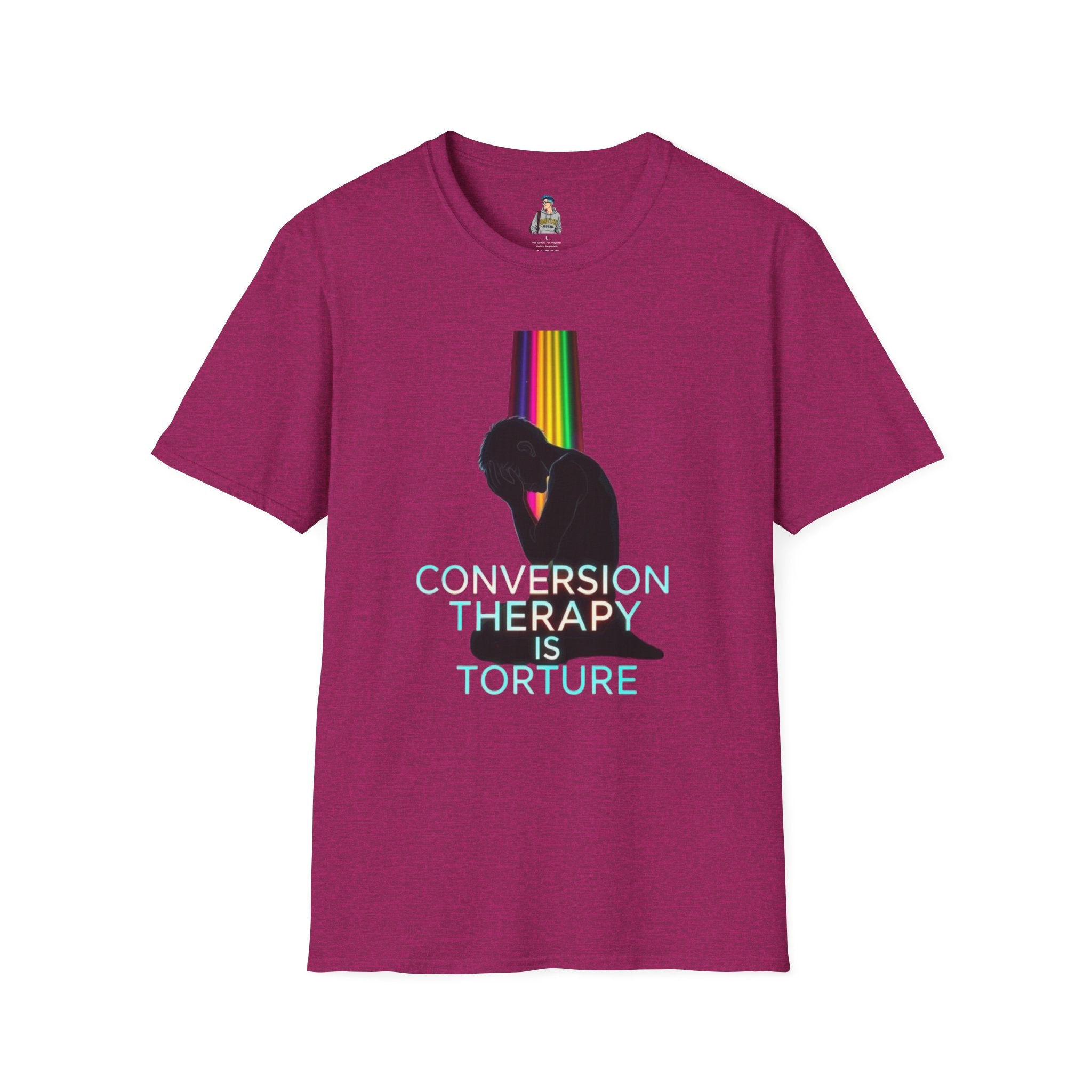 Unisex Softstyle T-Shirt: "Conversion Therapy is Torture" & "We All Belong" - LGBTQ+ Empowerment Tee