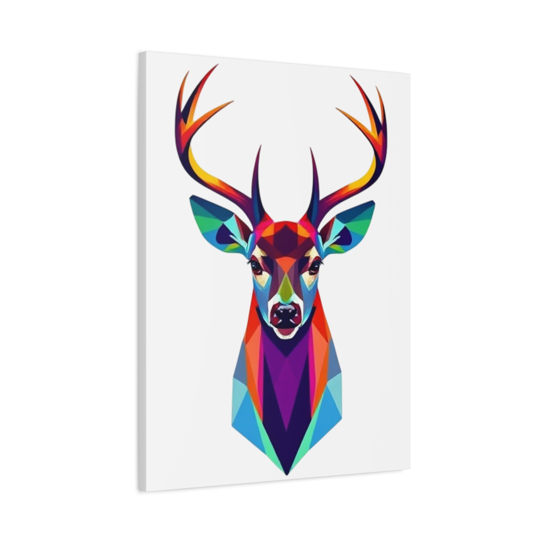 Vibrant Stag Canvas Wall Art - Colorful Geometric Deer Decor