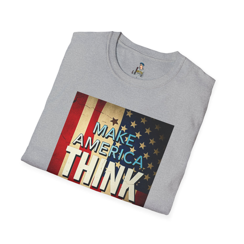 American Patriot Pride Unisex Softstyle T-Shirt, Make America Think Again Political Tee