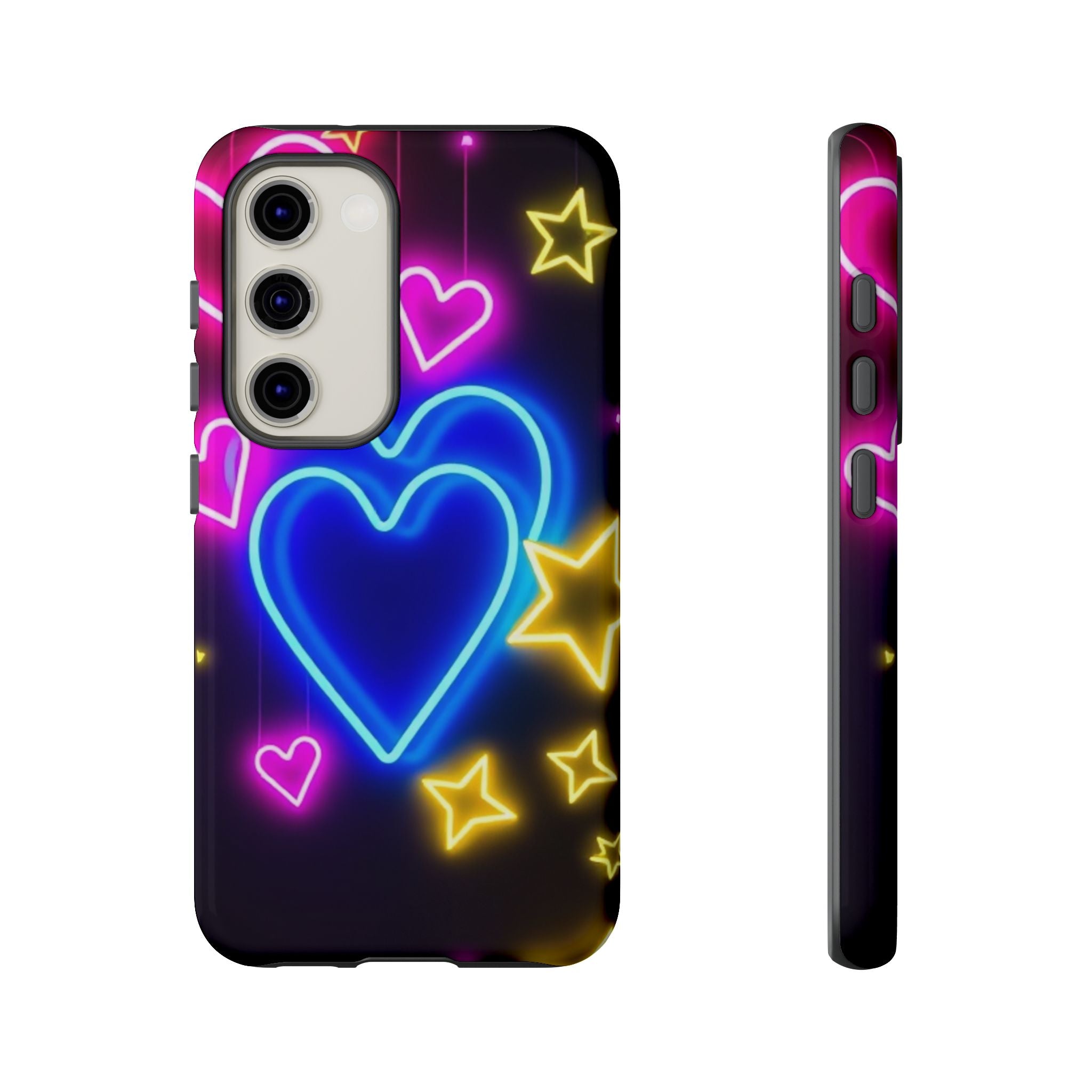Android OR iPhone Compatible Cases - Neon Love Design - Unique Tough Cases