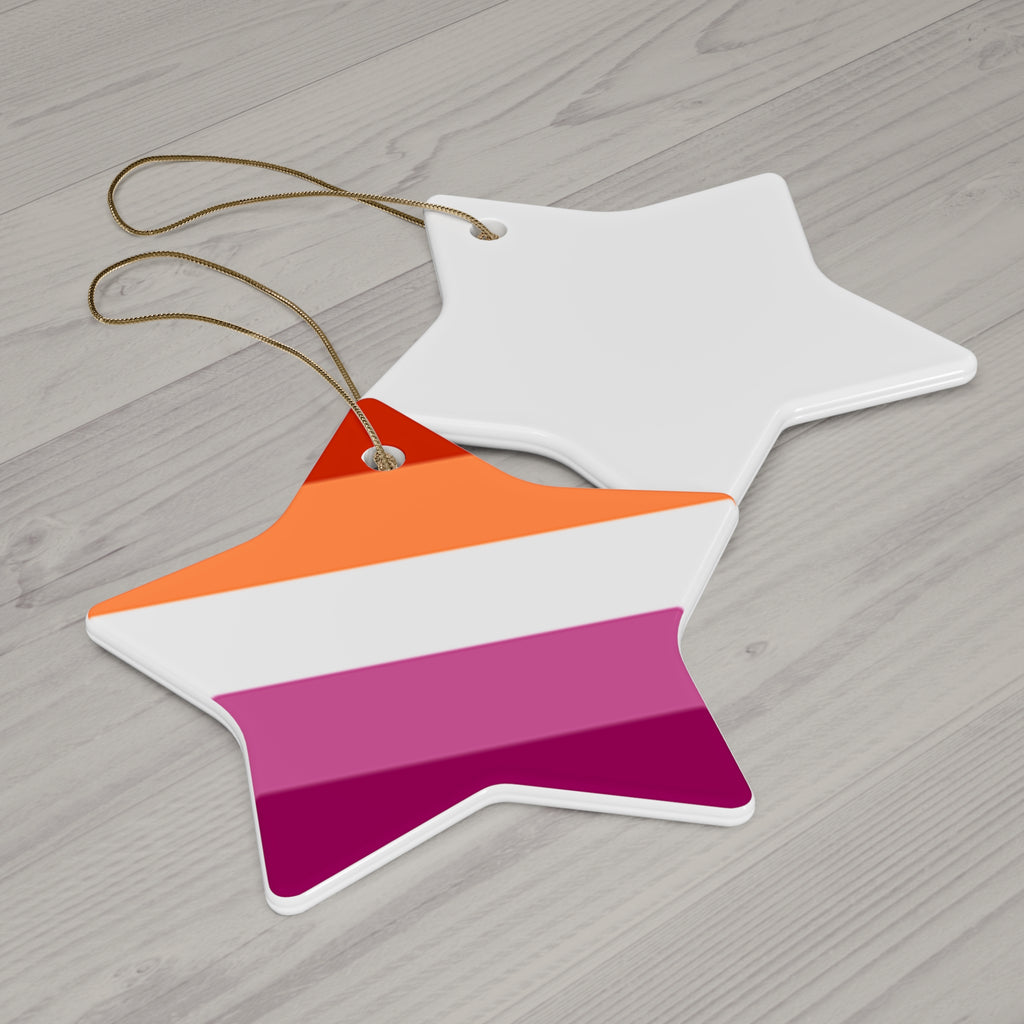 Lesbian Pride Ceramic Ornament - 4 Vibrant Shapes for Celebrations and Holidays