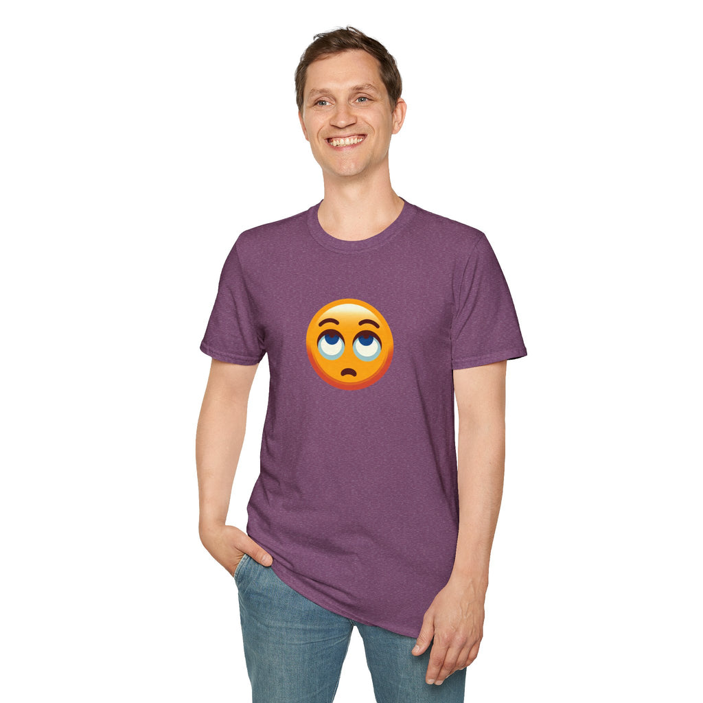Unisex Softstyle T-Shirt with Eye Roll Emoji | Casual Graphic Tee for Everyday Humor
