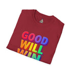 Unisex Softstyle T-Shirt - ' Rainbow Good Will Win' Positive Message Tee