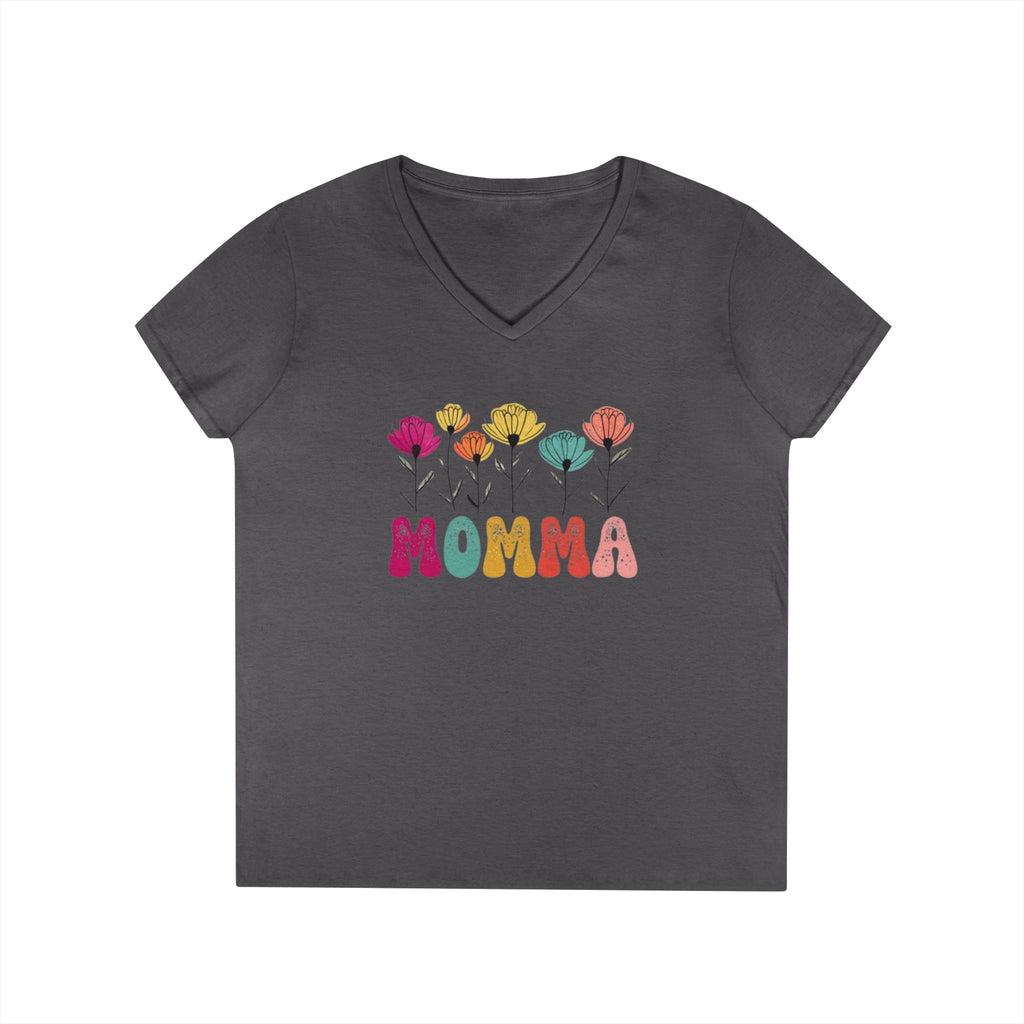 Floral Momma V-Neck T-Shirt - Stylish Gift for Moms