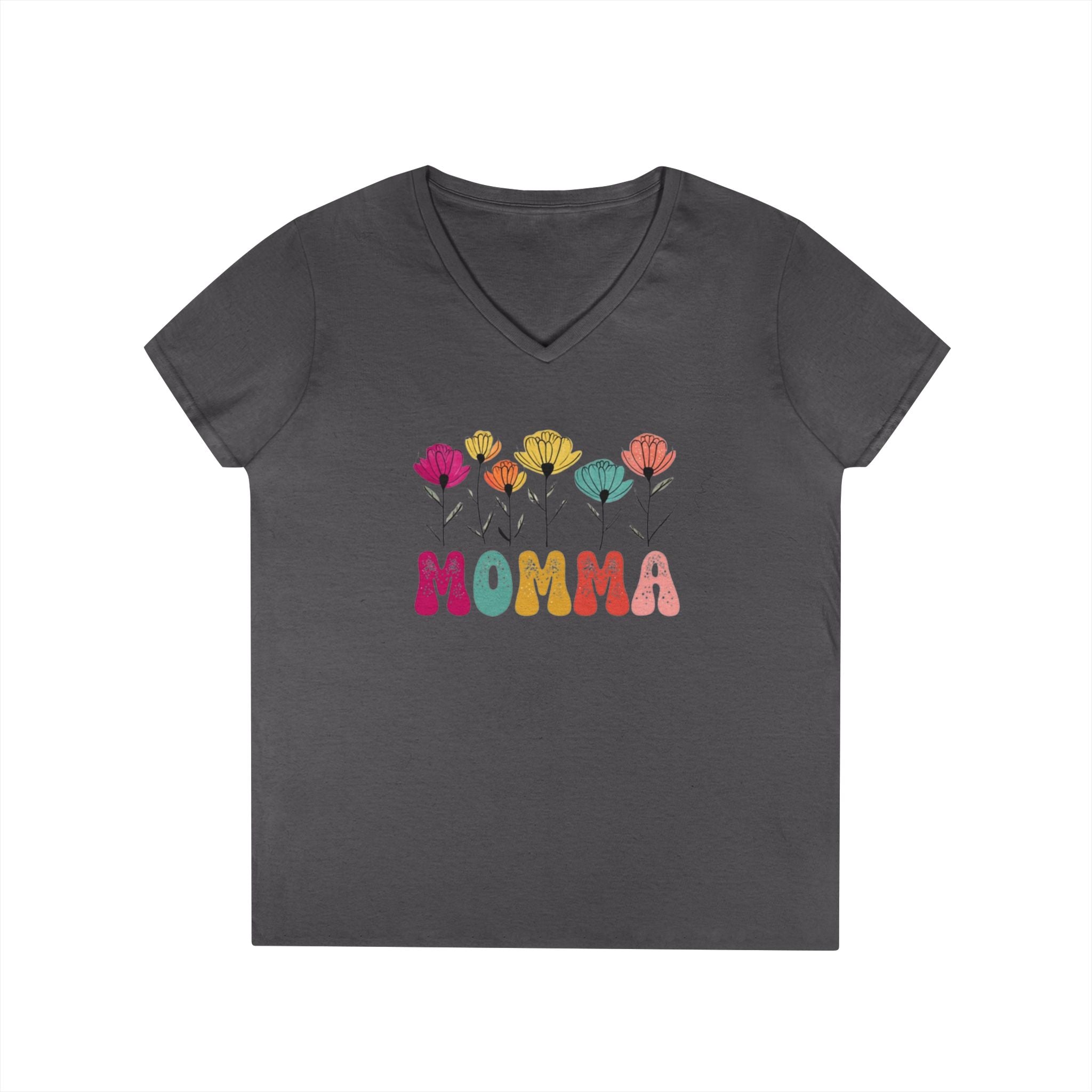 Floral Momma V-Neck T-Shirt - Stylish Gift for Moms