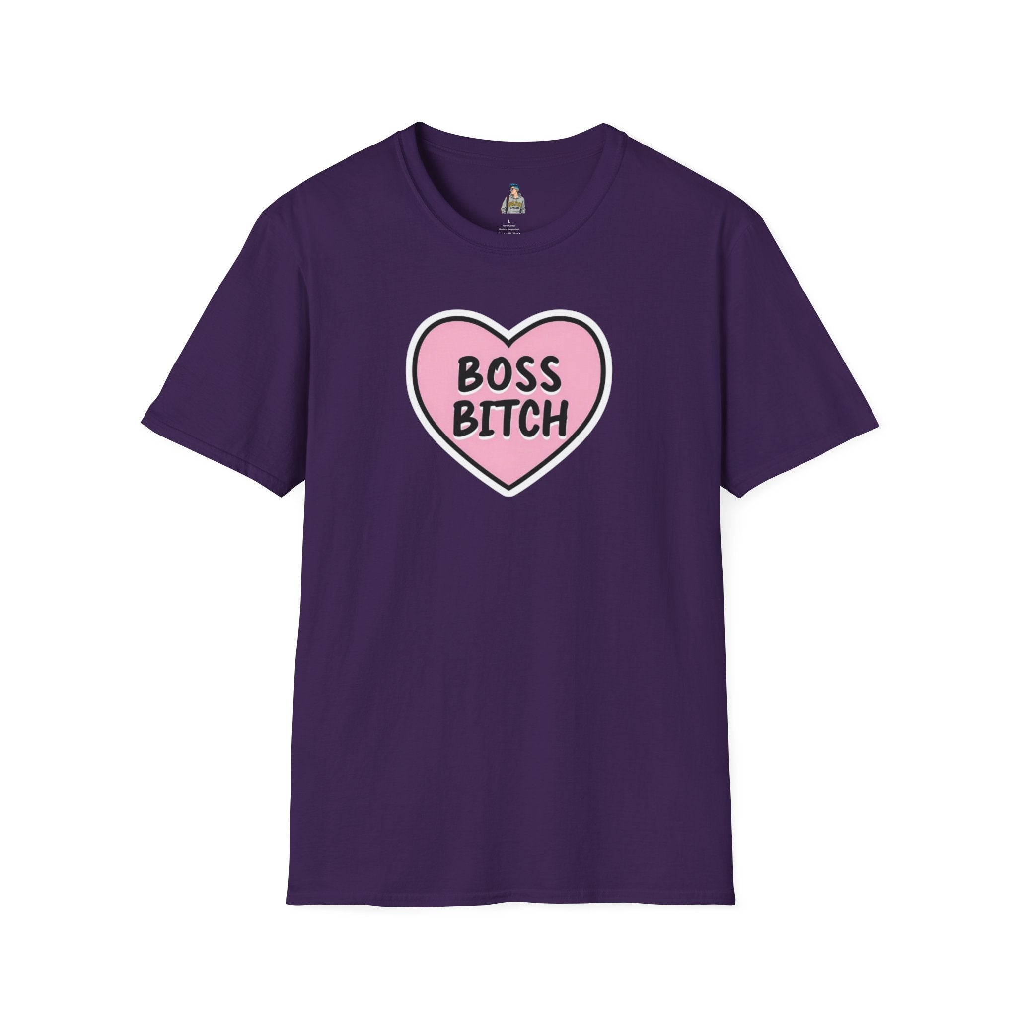 Unisex Softstyle T-Shirt - 'Boss Bitch' Heart Design - Funny Statement Tee