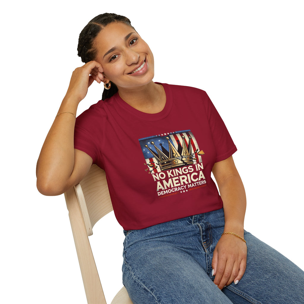 No Kings in America-Democracy Matters  Unisex Softstyle T-Shirt