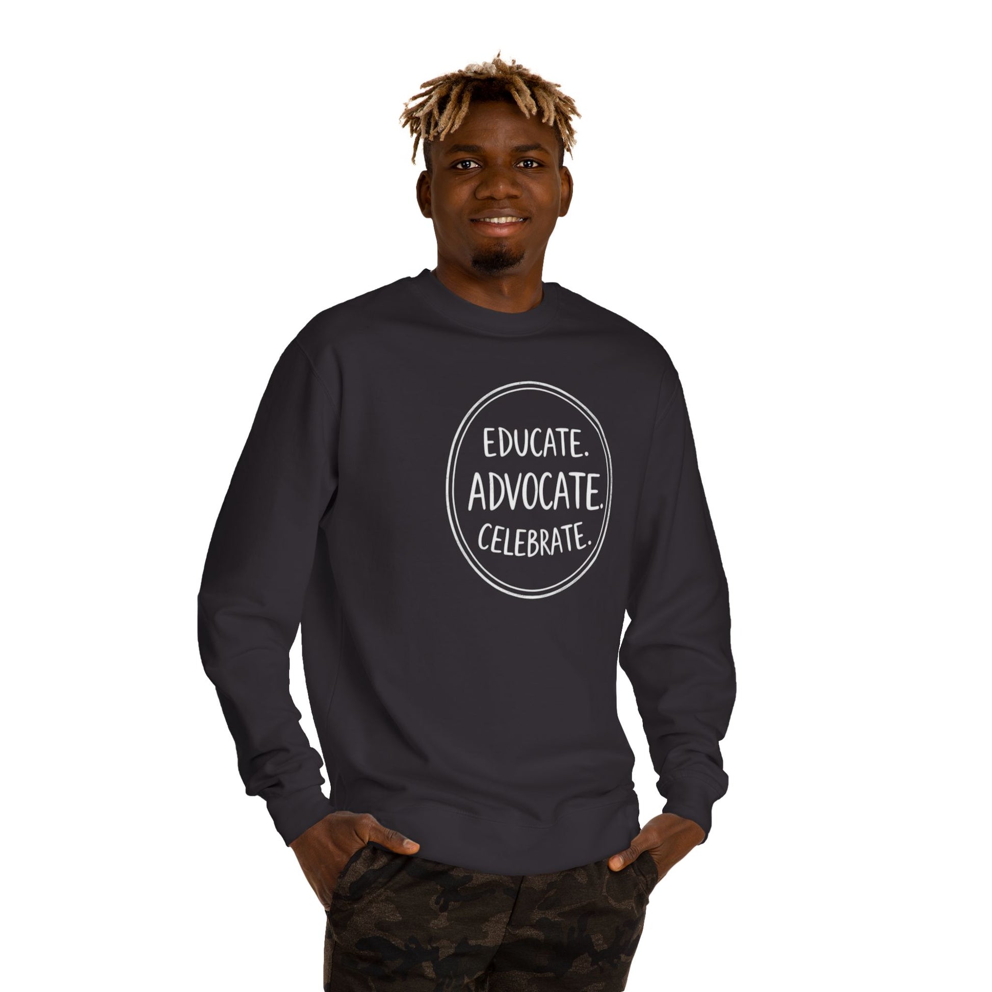Educate, Advocate, Celebrate Incognito Pride Unisex Crew Neck Sweatshirt