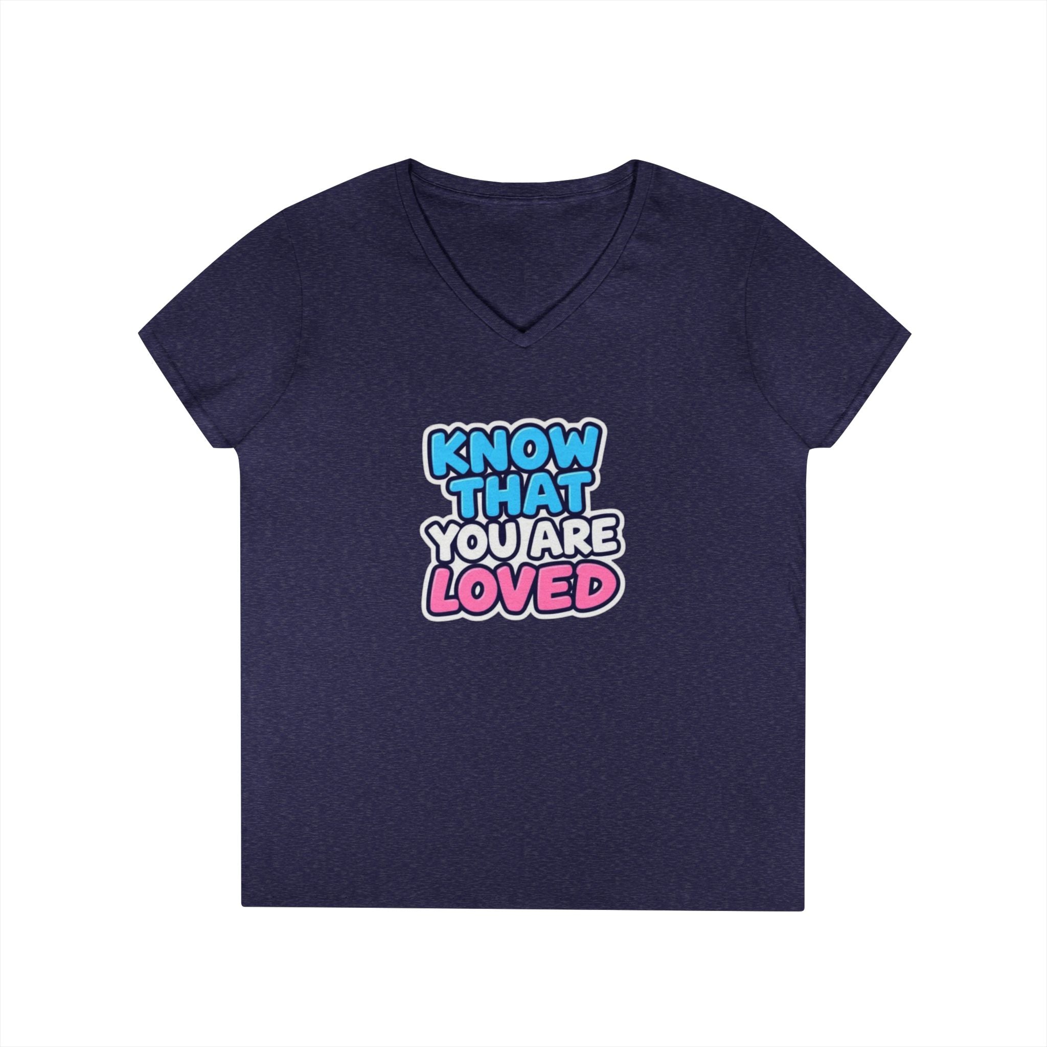 Know That You Are Loved Ladies' V-Neck T-Shirt Trans Colors