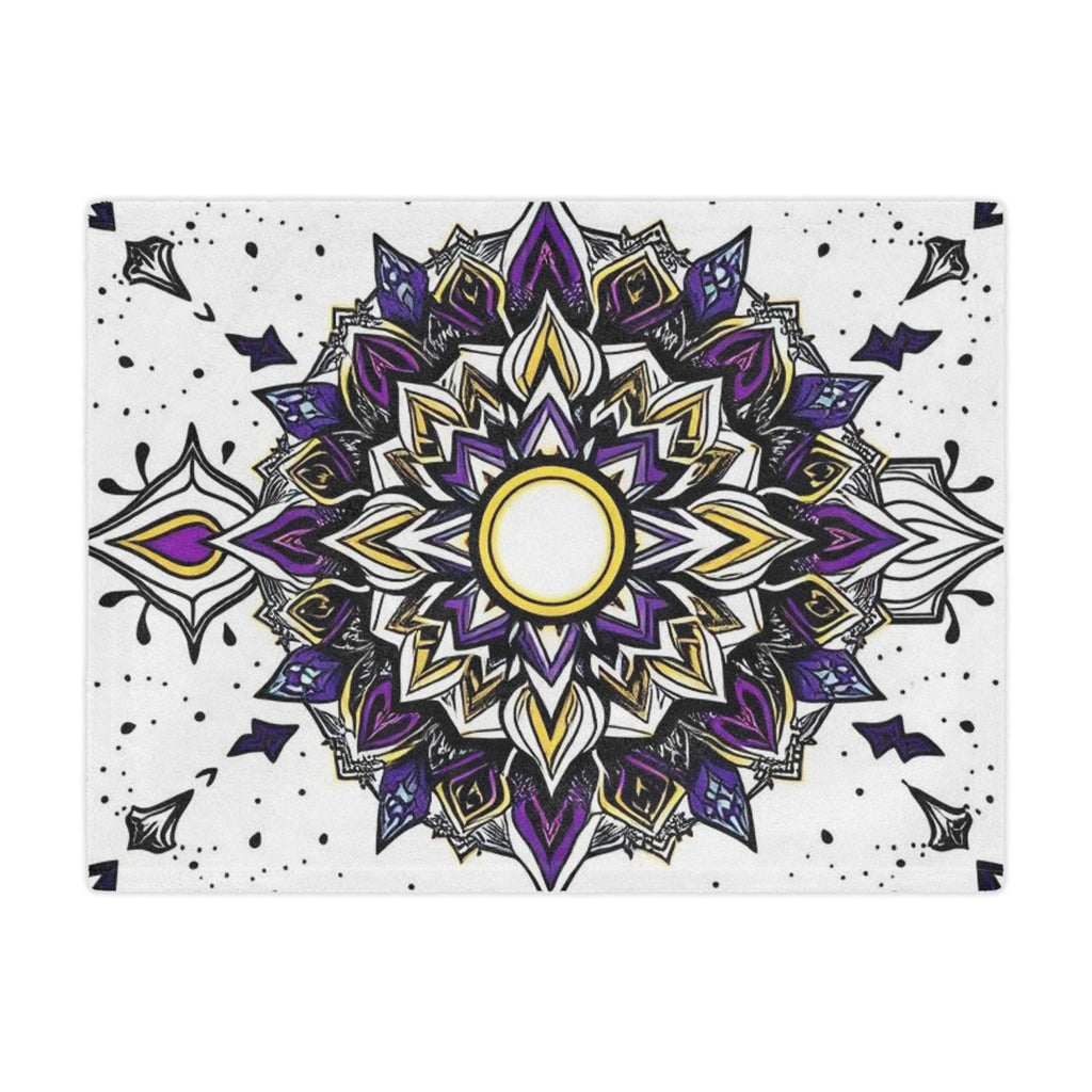 Purple, Black, Yellow and White Mandala Microfiber Blanket