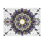 Purple, Black, Yellow and White Mandala Microfiber Blanket