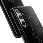 Android OR iPhone Compatible Cases - Gold Line Face Design - Unique Tough Cases