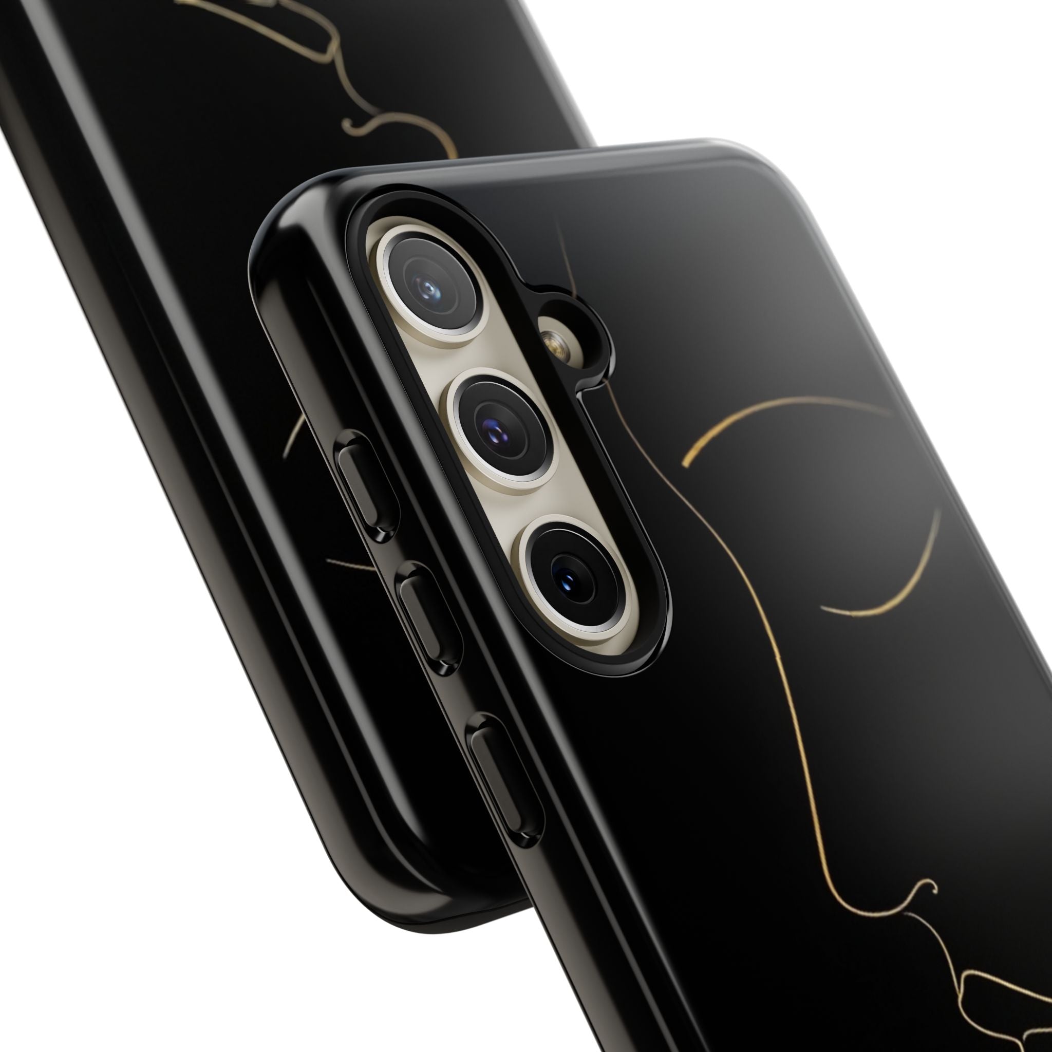Android OR iPhone Compatible Cases - Gold Line Face Design - Unique Tough Cases