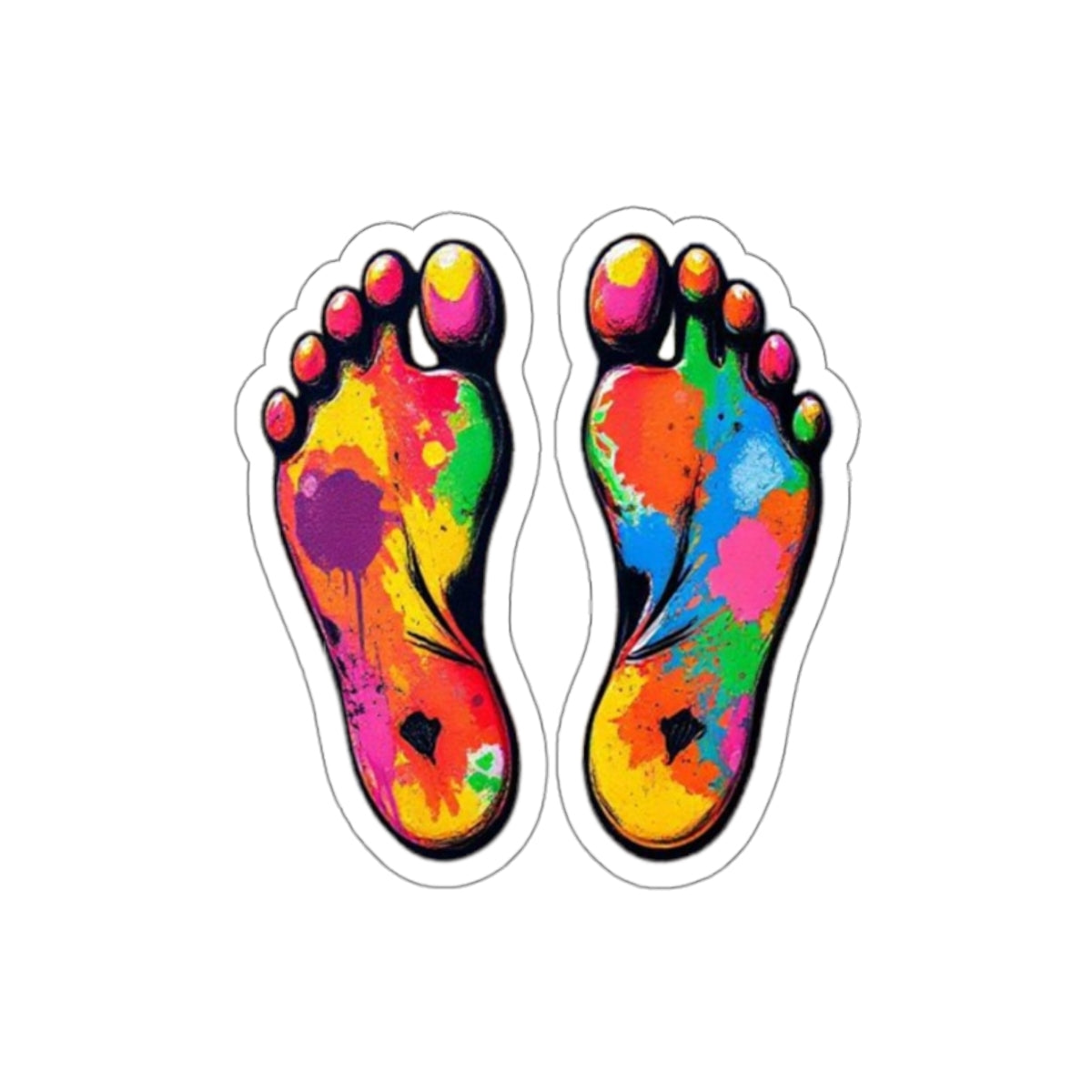 Die-Cut Stickers - Rainbow Paint Splatter Feet