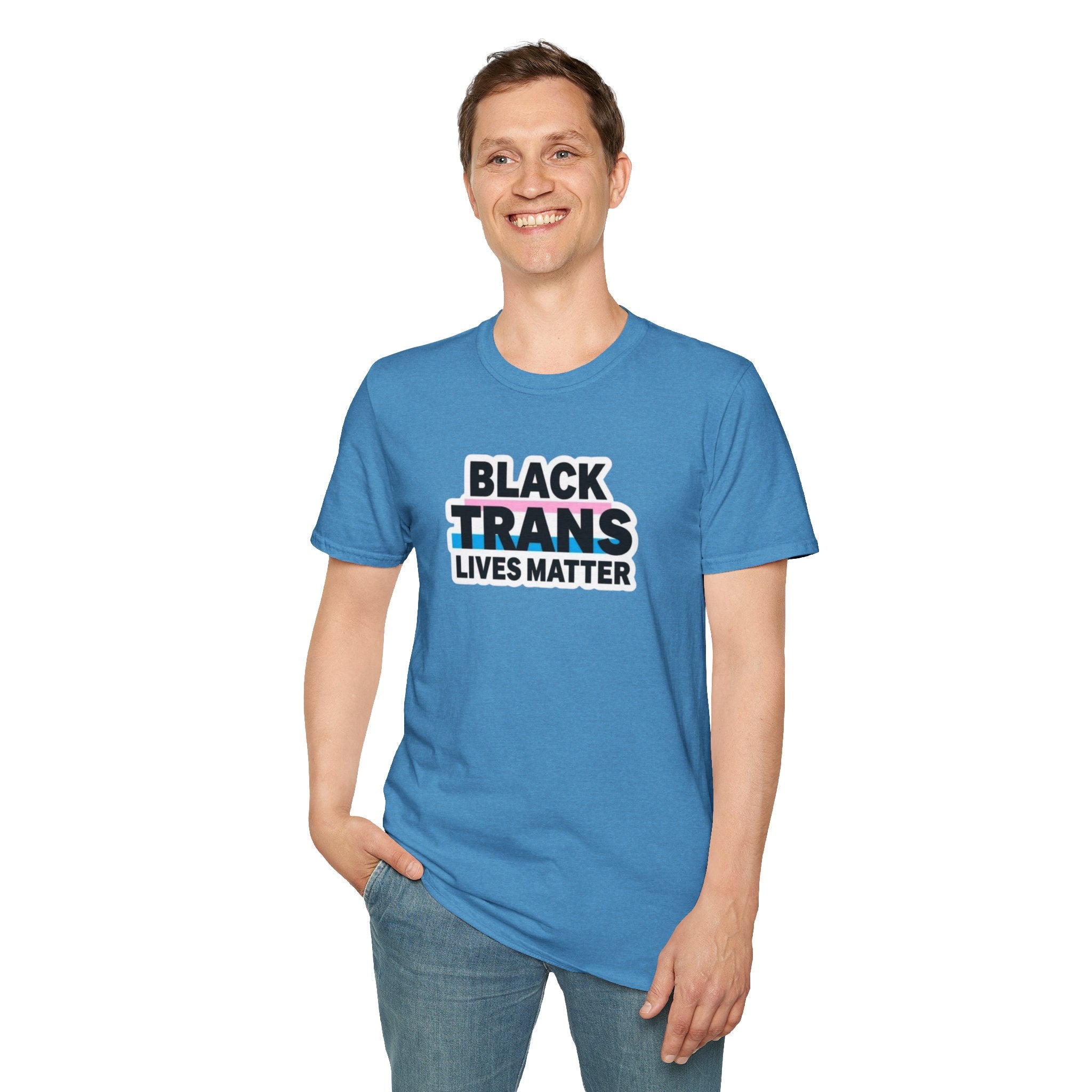 Unisex Softstyle T-Shirt - Black Trans Lives Matter Statement Tee