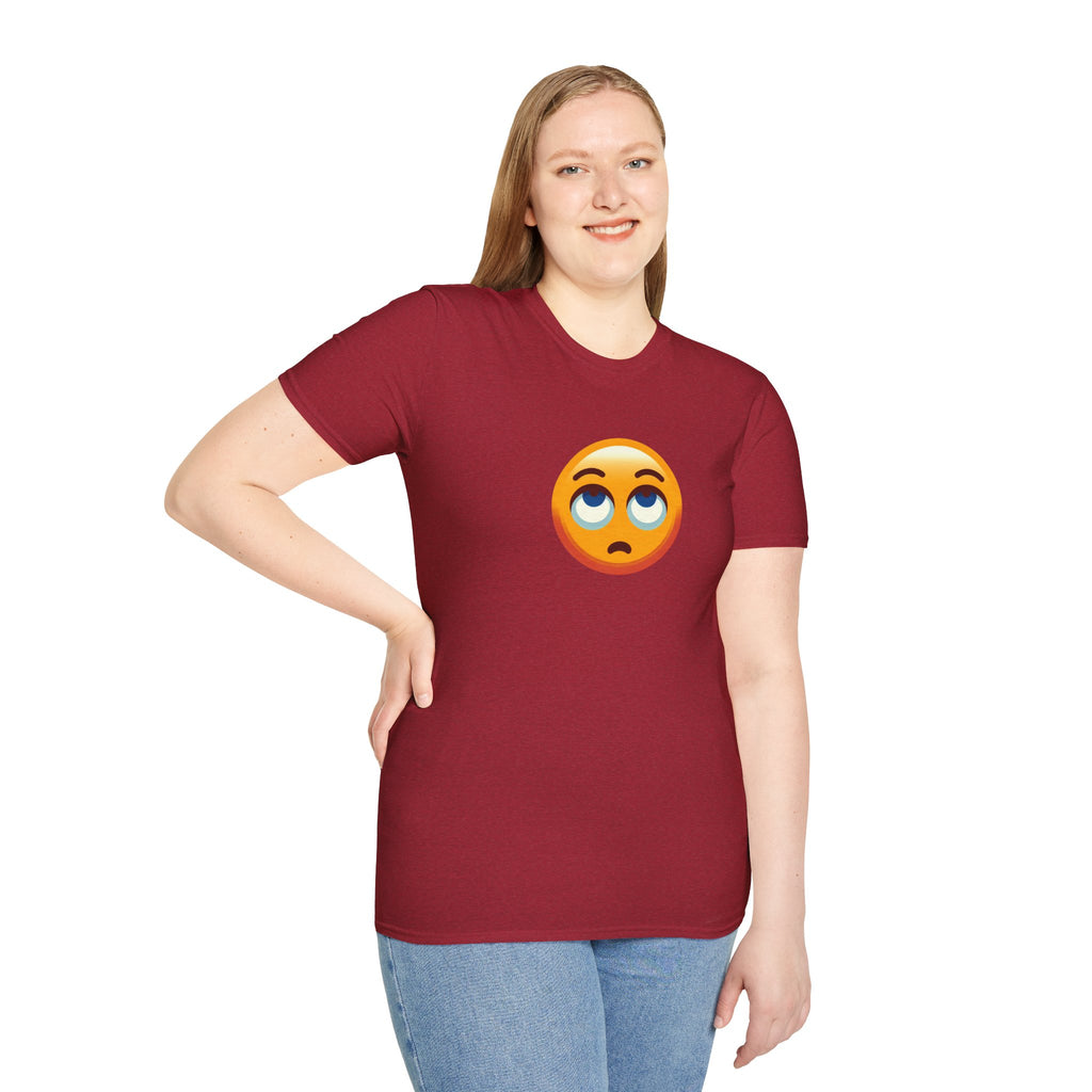 Unisex Softstyle T-Shirt with Eye Roll Emoji | Casual Graphic Tee for Everyday Humor