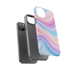 Pastel Marble Tough Phone Case iPhone — Swirled Pink & Blue Protective Cover