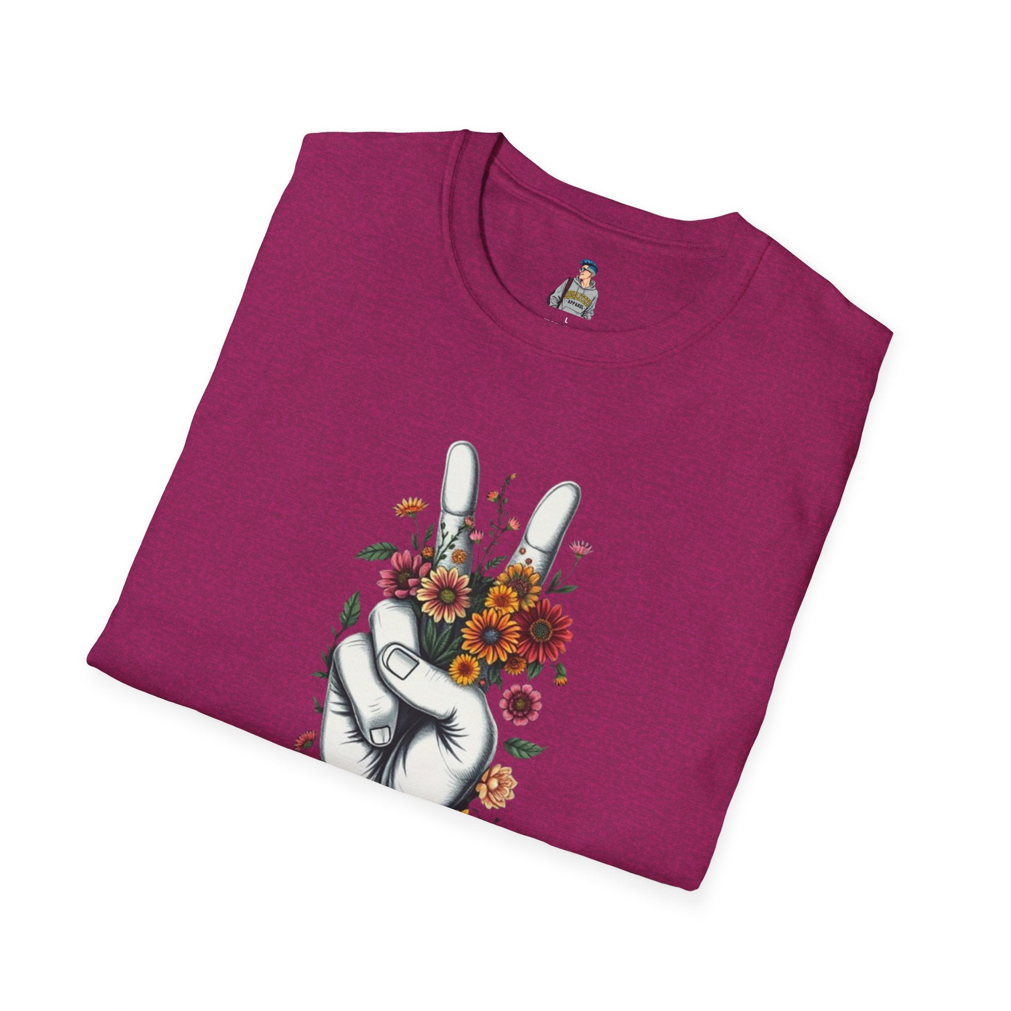 Grow Peace Unisex Softstyle T-Shirt - Boho Inspiration, Perfect for Festivals and Everyday Wear