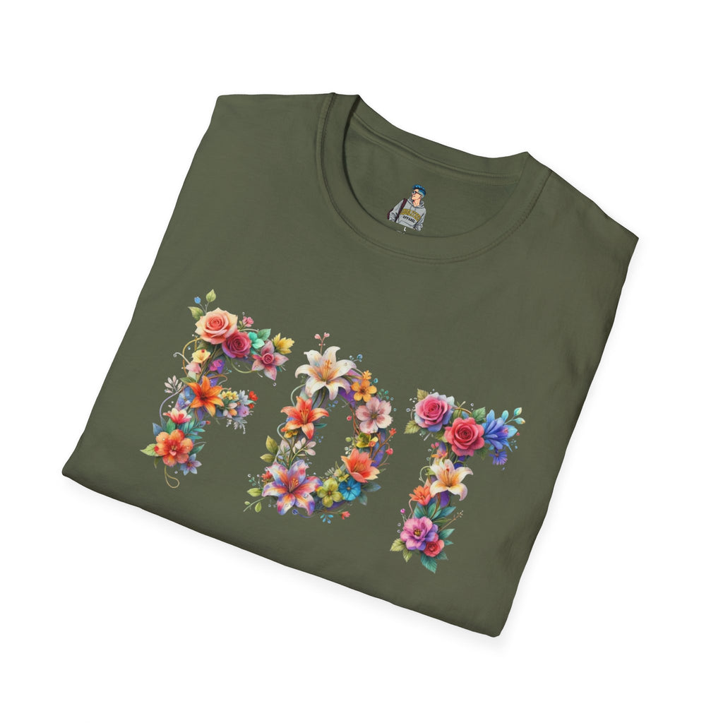 FDT Floral Letter Tee — Bold Floral Typography T-Shirt