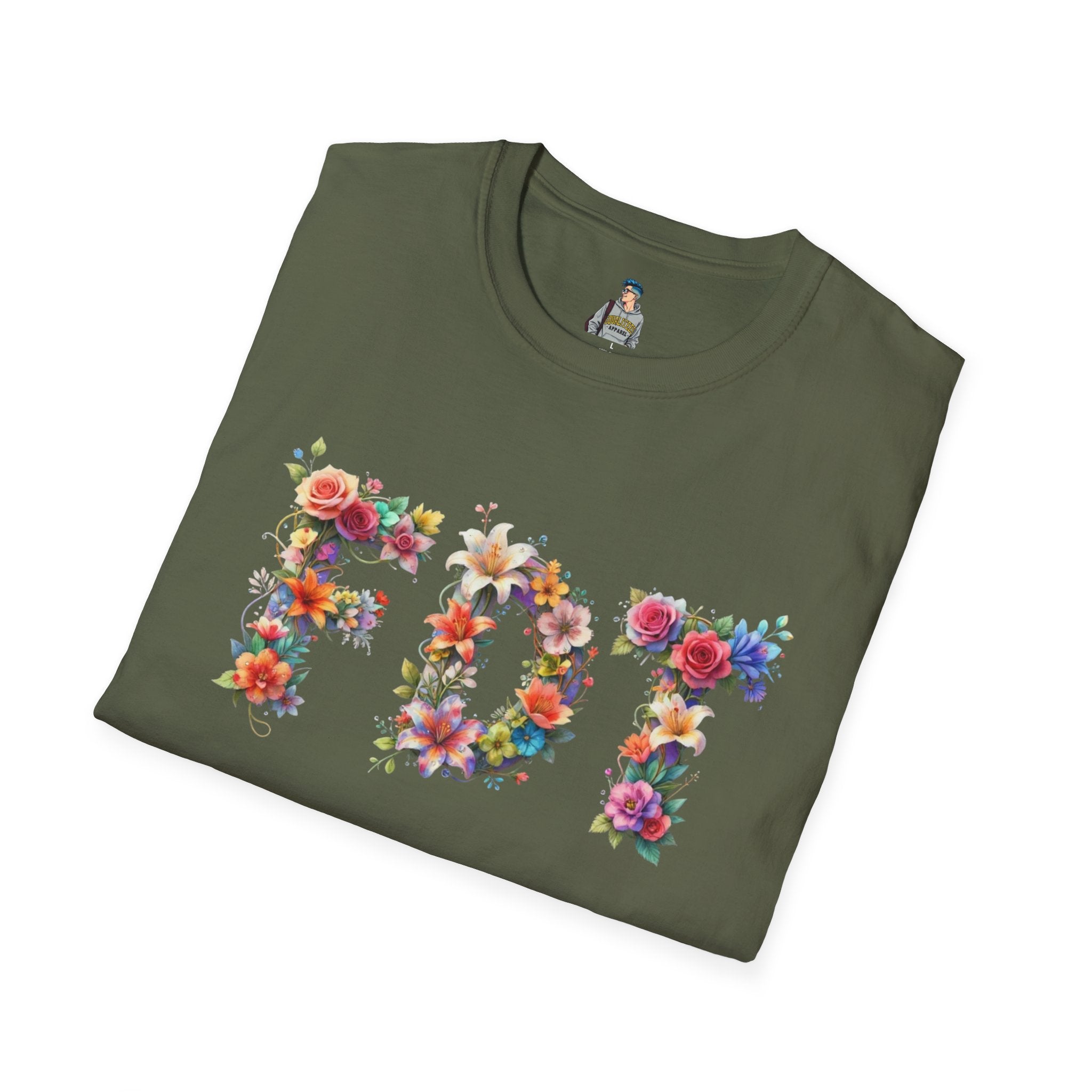 FDT Floral Letter Tee — Bold Floral Typography T-Shirt