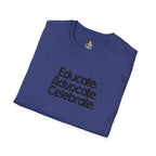 Teacher Advocate T-Shirt - Subtle Pride Educate Advocate Celebrate Design - EqualiTees.Me