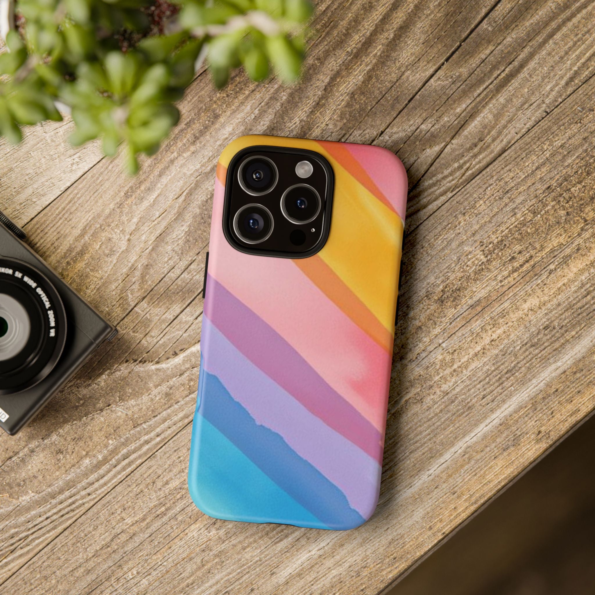 Colorful Diagonal Watercolor Tough Phone Case for iPhone