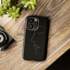 Android OR iPhone Compatible Cases - Gold Line Face Design - Unique Tough Cases