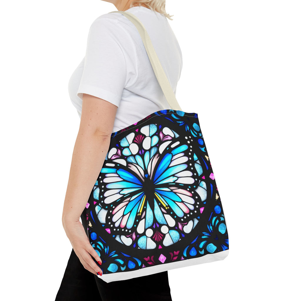 Colorful Butterfly Stained Glass Design Tote Bag