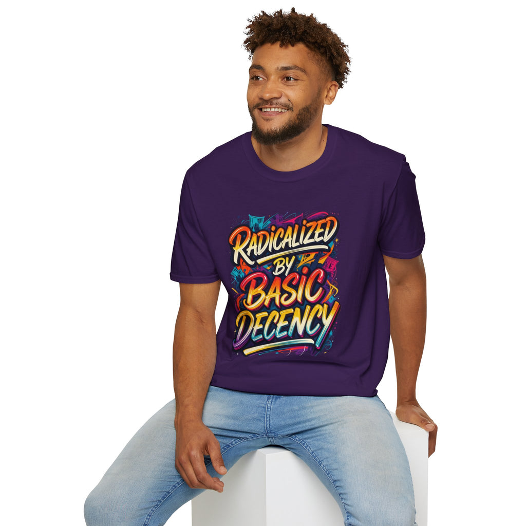 Radicalized by Basic Decency T-Shirt Colorful Graffiti Typography