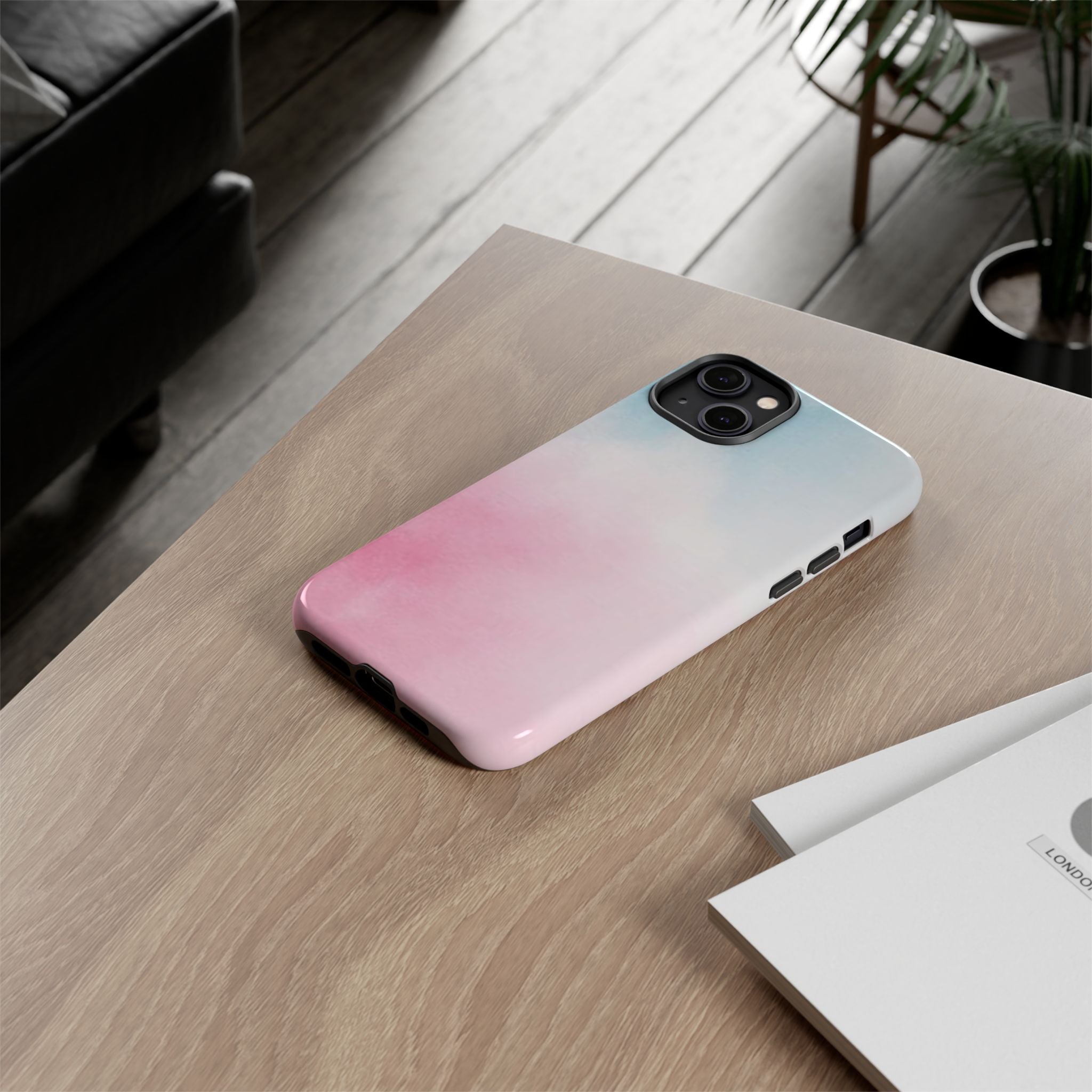 Pastel Cloud Tough Phone Case for iPhone Pink & Blue Gradient Protective Cover