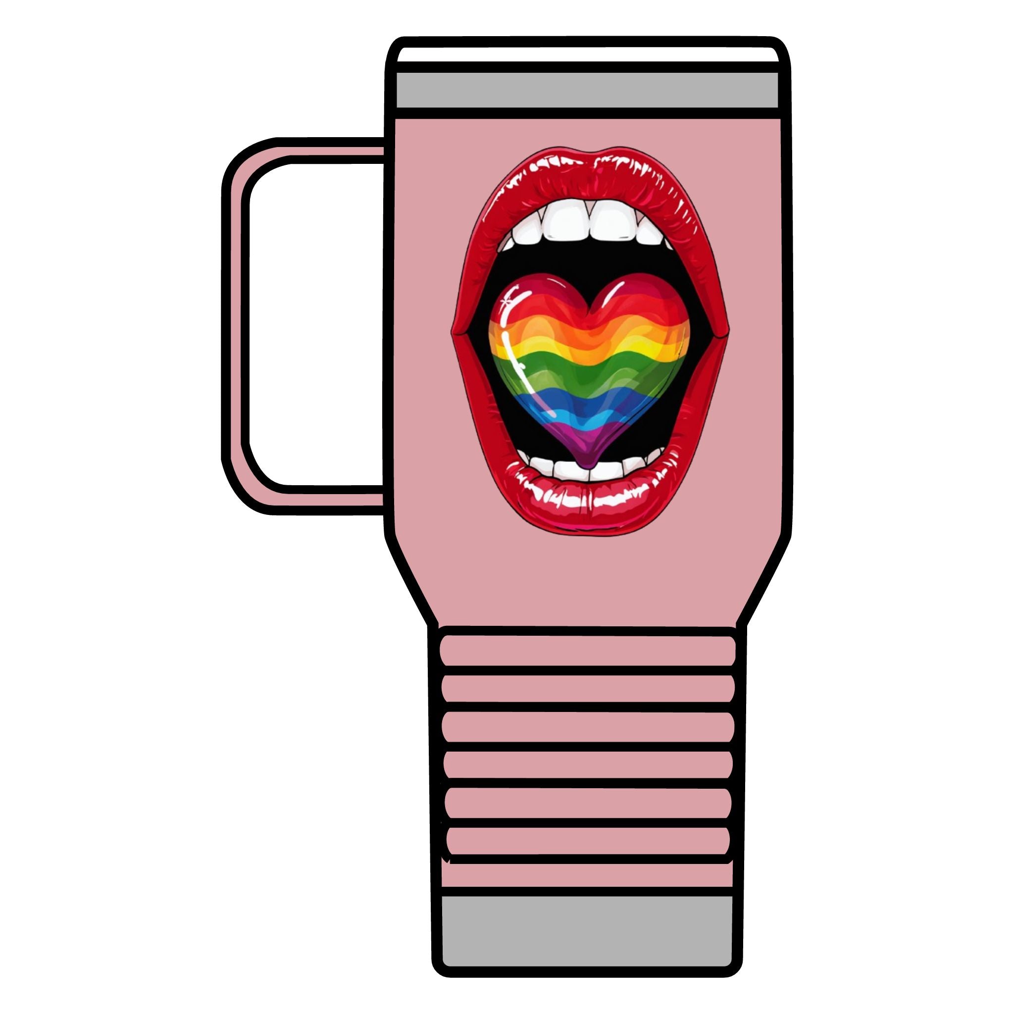 Colorful Rainbow Heart Tongue for Pride Travel Mug - 20oz