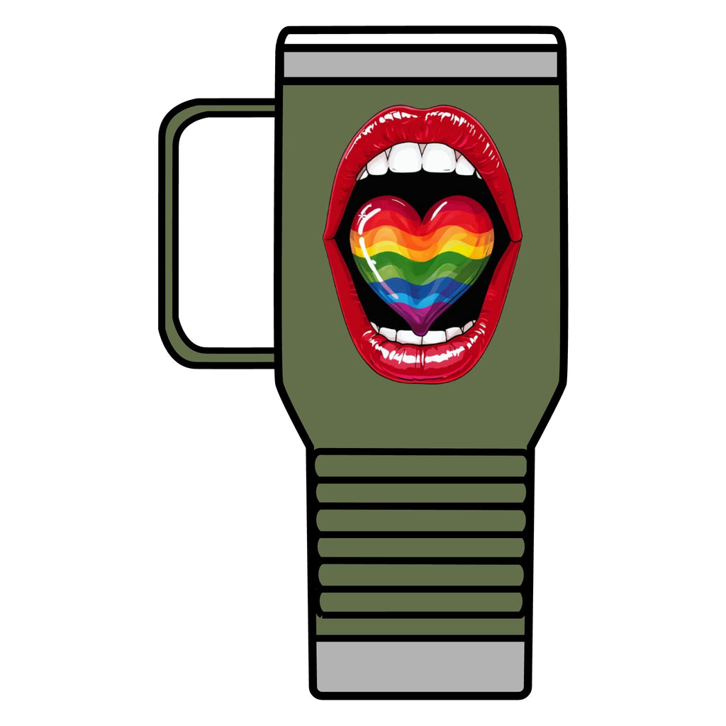 Colorful Rainbow Heart Tongue for Pride Travel Mug - 20oz