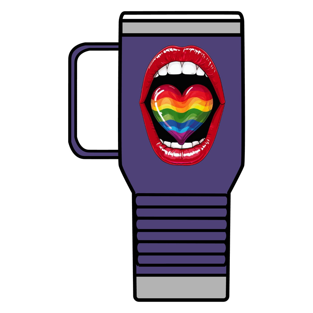 Colorful Rainbow Heart Tongue for Pride Travel Mug - 20oz