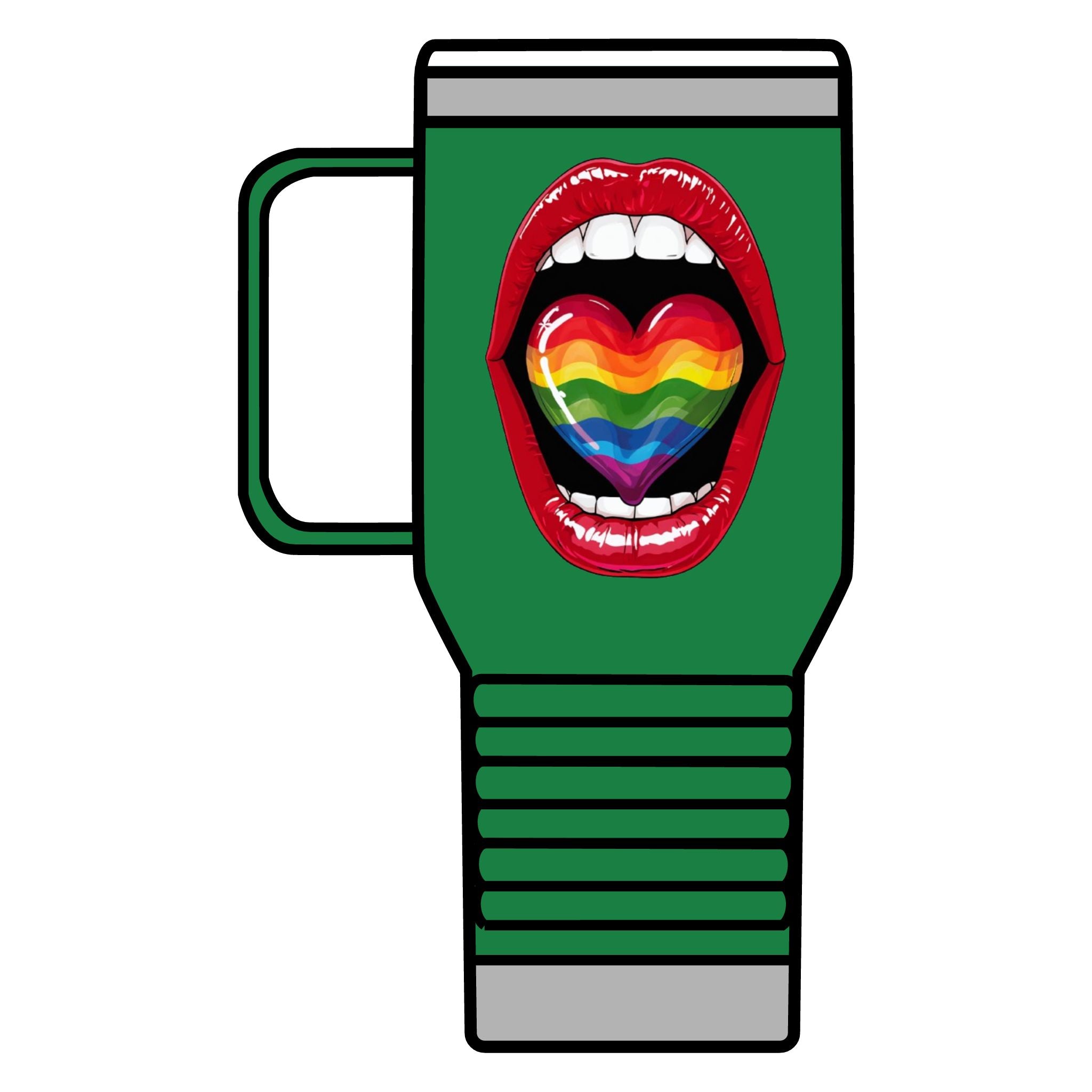 Colorful Rainbow Heart Tongue for Pride Travel Mug - 20oz