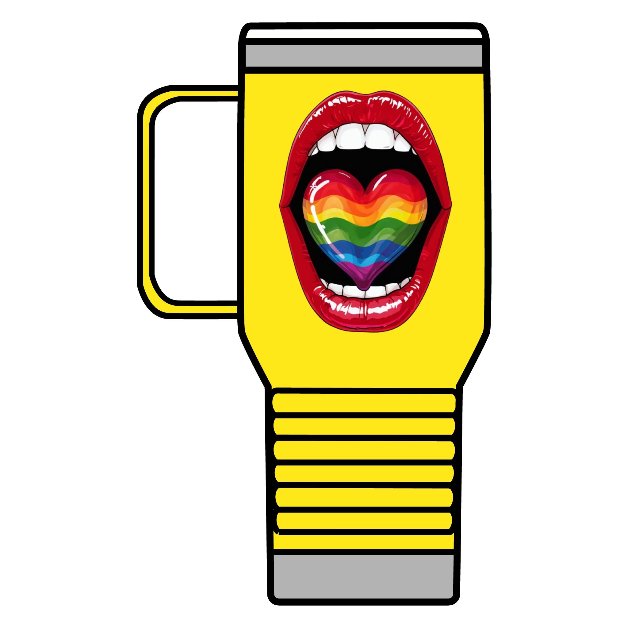 Colorful Rainbow Heart Tongue for Pride Travel Mug - 20oz