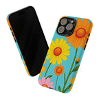 Floral Tough Phone Case for iPhone — Bright Daisy Garden Protective Cover