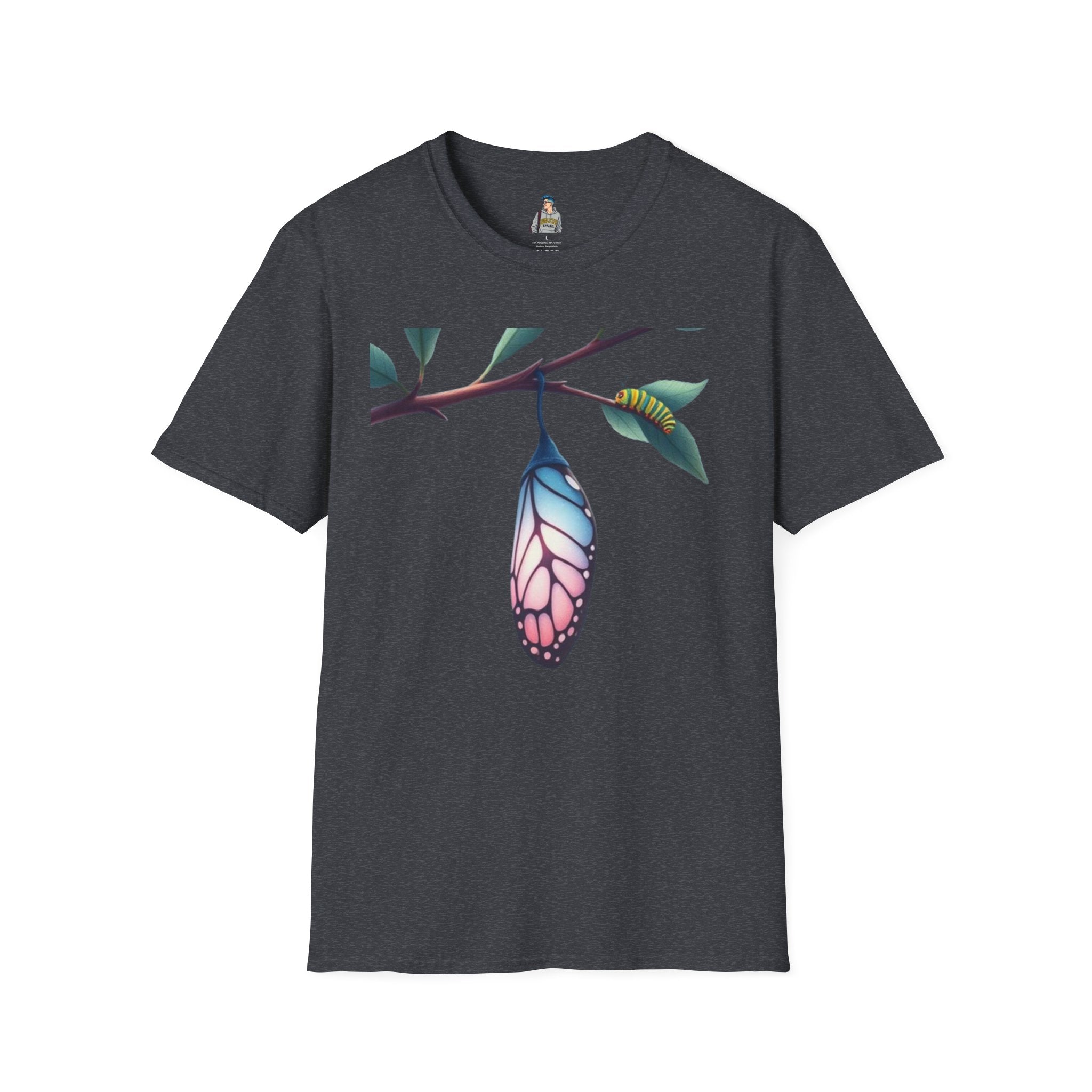 Trans Caterpillar to Butterfly Transformation T-Shirt, Unisex Graphic T-Shirt