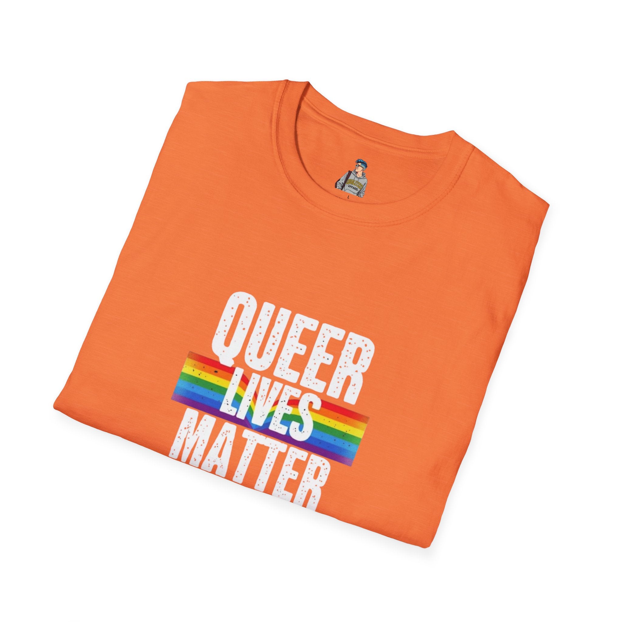 Queer Lives Matter Unisex Softstyle T-Shirt - Support LGBTQ+ Rights